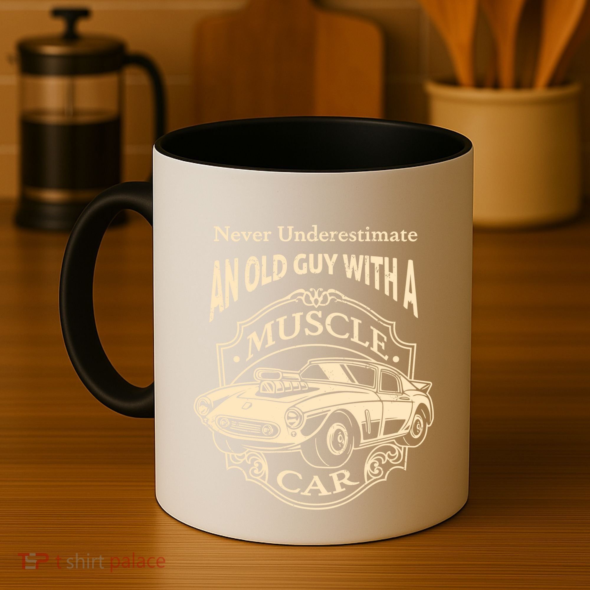 Never Underestimate Old Guy With A Muscle Car Classic Cars Gift Coffee Mug