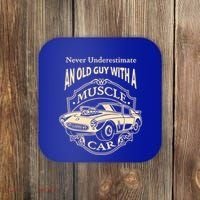 Never Underestimate Old Guy With A Muscle Car Classic Cars Gift Coaster thumb 0