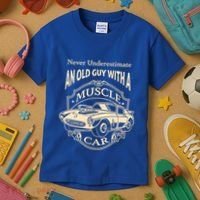 Never Underestimate Old Guy With A Muscle Car Classic Cars Gift Kids T-Shirt thumb 3