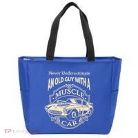 Never Underestimate Old Guy With A Muscle Car Classic Cars Gift Tote Bag thumb 0