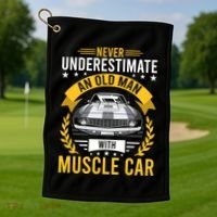 Never Underestimate Old With Muscle Car Great Gift Golf Towel thumb 1