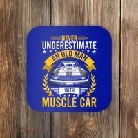 Never Underestimate Old With Muscle Car Great Gift Coaster thumb 0