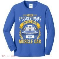 Never Underestimate Old With Muscle Car Great Gift Kids Long Sleeve Shirt thumb 0