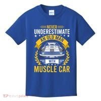 Never Underestimate Old With Muscle Car Great Gift Kids T-Shirt thumb 0