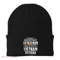Never Underestimate OLD MAN Vietnam Veteran Dad Grandpa Beanie thumb 0
