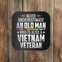 Never Underestimate OLD MAN Vietnam Veteran Dad Grandpa Coaster thumb 0