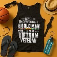 Never Underestimate OLD MAN Vietnam Veteran Dad Grandpa Tank Top thumb 4