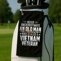 Never Underestimate OLD MAN Vietnam Veteran Dad Grandpa Golf Towel thumb 2