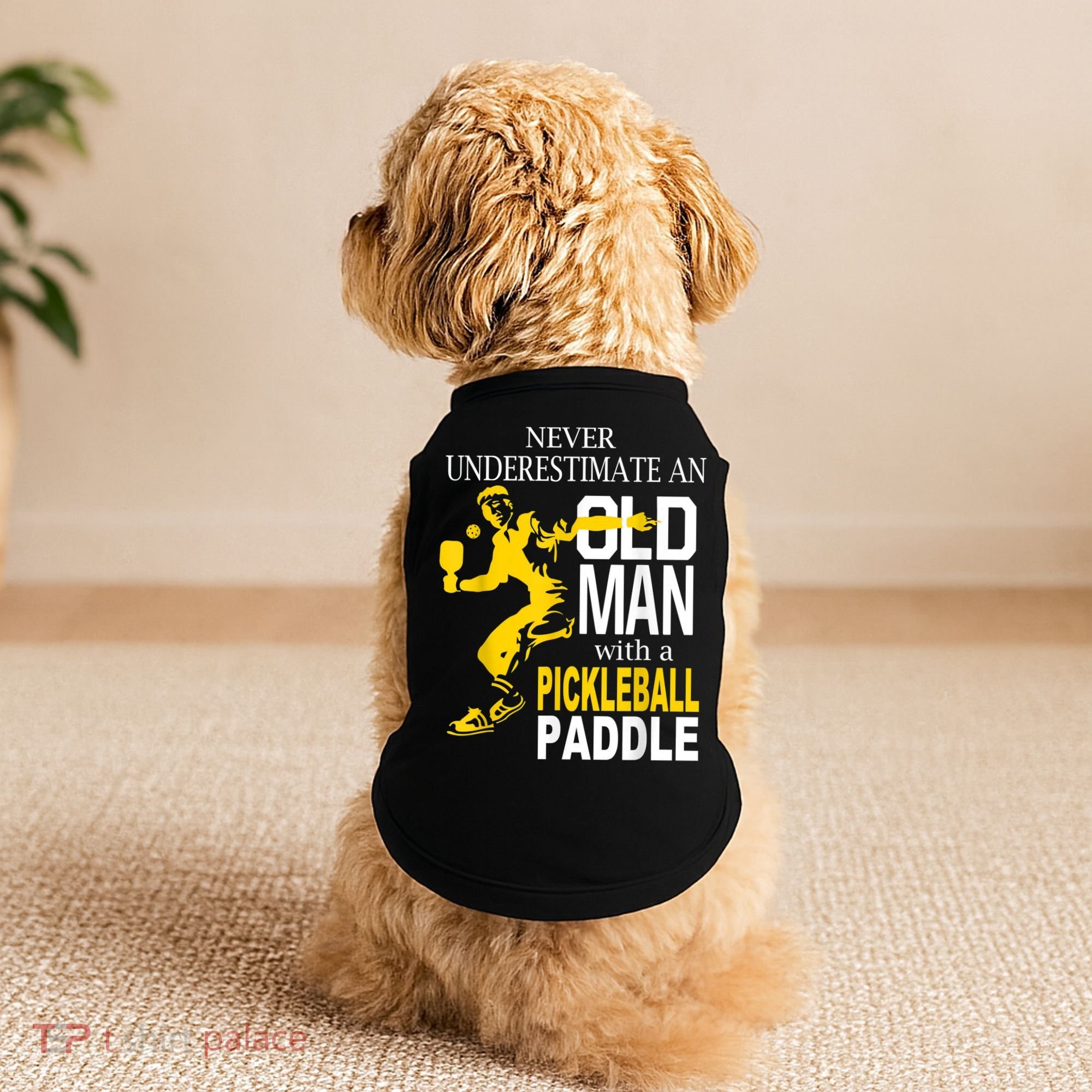 Never Underestimate Old Man With Pickleball Paddle Doggie Tank