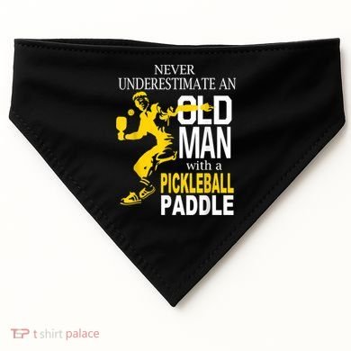 Never Underestimate Old Man With Pickleball Paddle USA-Made Doggie Bandana