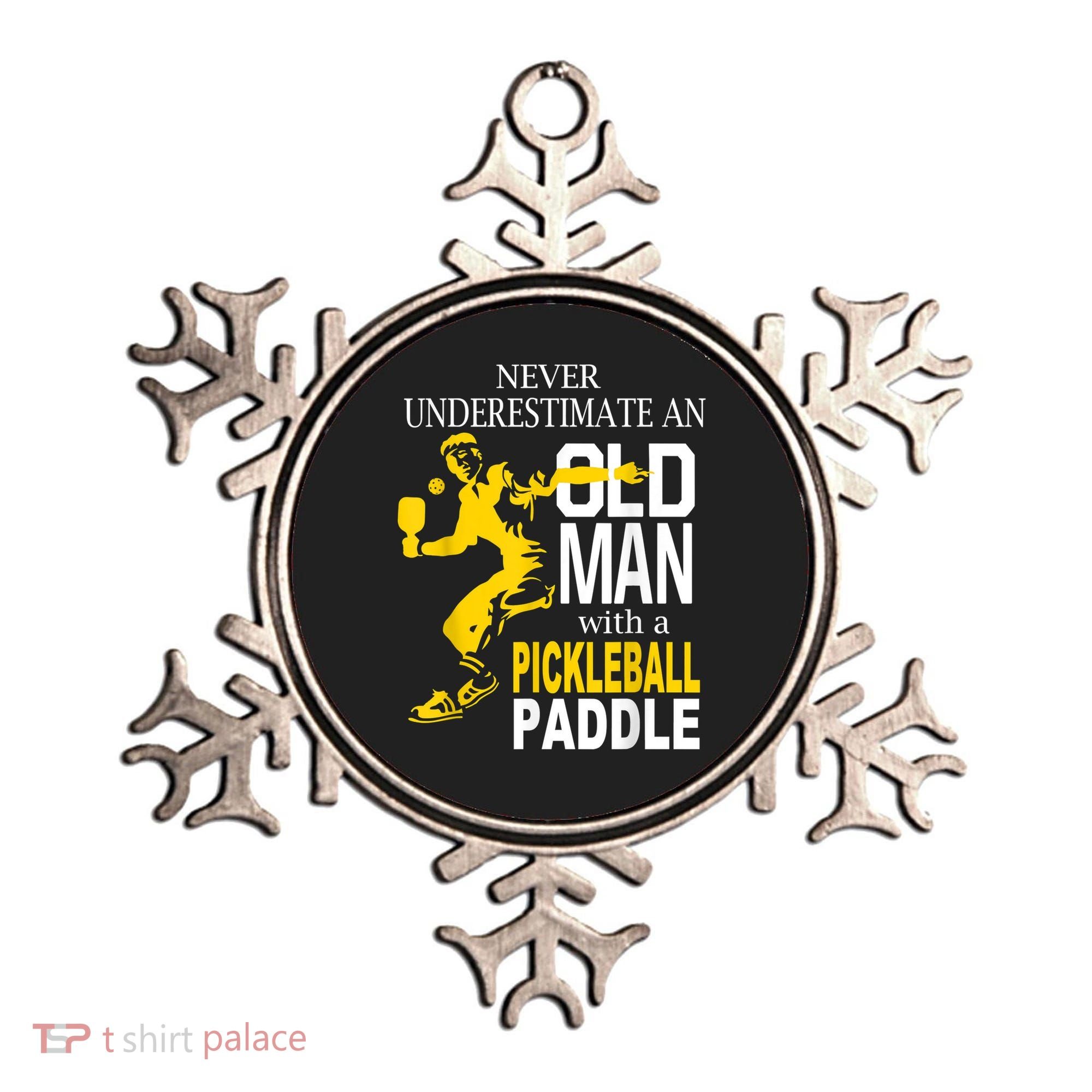 Never Underestimate Old Man With Pickleball Paddle Ornament