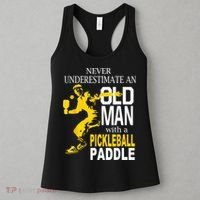 Never Underestimate Old Man With Pickleball Paddle Women's Tank Top thumb 3