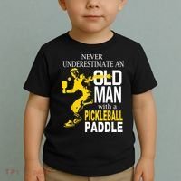 Never Underestimate Old Man With Pickleball Paddle Toddler T-Shirt thumb 2
