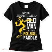 Never Underestimate Old Man With Pickleball Paddle Women's T-Shirt thumb 0