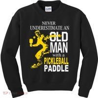 Never Underestimate Old Man With Pickleball Paddle Kids Sweatshirt thumb 0