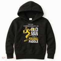 Never Underestimate Old Man With Pickleball Paddle Kids Hoodie thumb 0