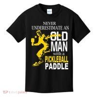 Never Underestimate Old Man With Pickleball Paddle Kids T-Shirt thumb 0