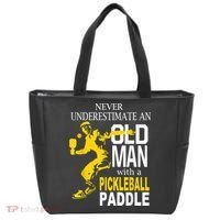 Never Underestimate Old Man With Pickleball Paddle Tote Bag thumb 0