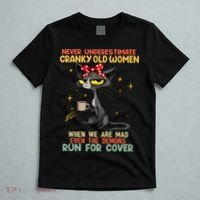 Never Underestimate Old Cranky Women Funny Cat Retro Vintage T-Shirt thumb 5