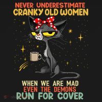 Never Underestimate Old Cranky Women Funny Cat Retro Vintage T-Shirt thumb 7