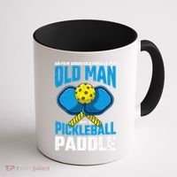 Never Underestimate Old Man Pickleball Paddle Dad Husband Coffee Mug thumb 1