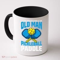 Never Underestimate Old Man Pickleball Paddle Dad Husband Coffee Mug thumb 0
