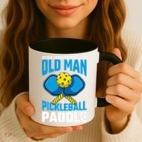 Never Underestimate Old Man Pickleball Paddle Dad Husband Coffee Mug thumb 3