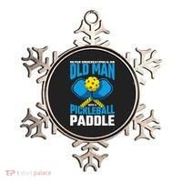 Never Underestimate Old Man Pickleball Paddle Dad Husband Ornament thumb 0
