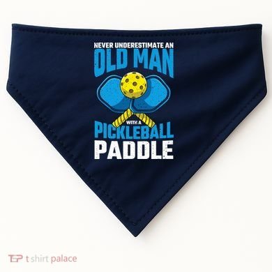 Never Underestimate Old Man Pickleball Paddle Dad Husband USA-Made Doggie Bandana