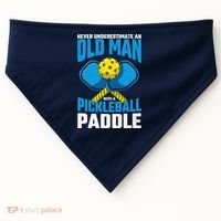 Never Underestimate Old Man Pickleball Paddle Dad Husband USA-Made Doggie Bandana thumb 0