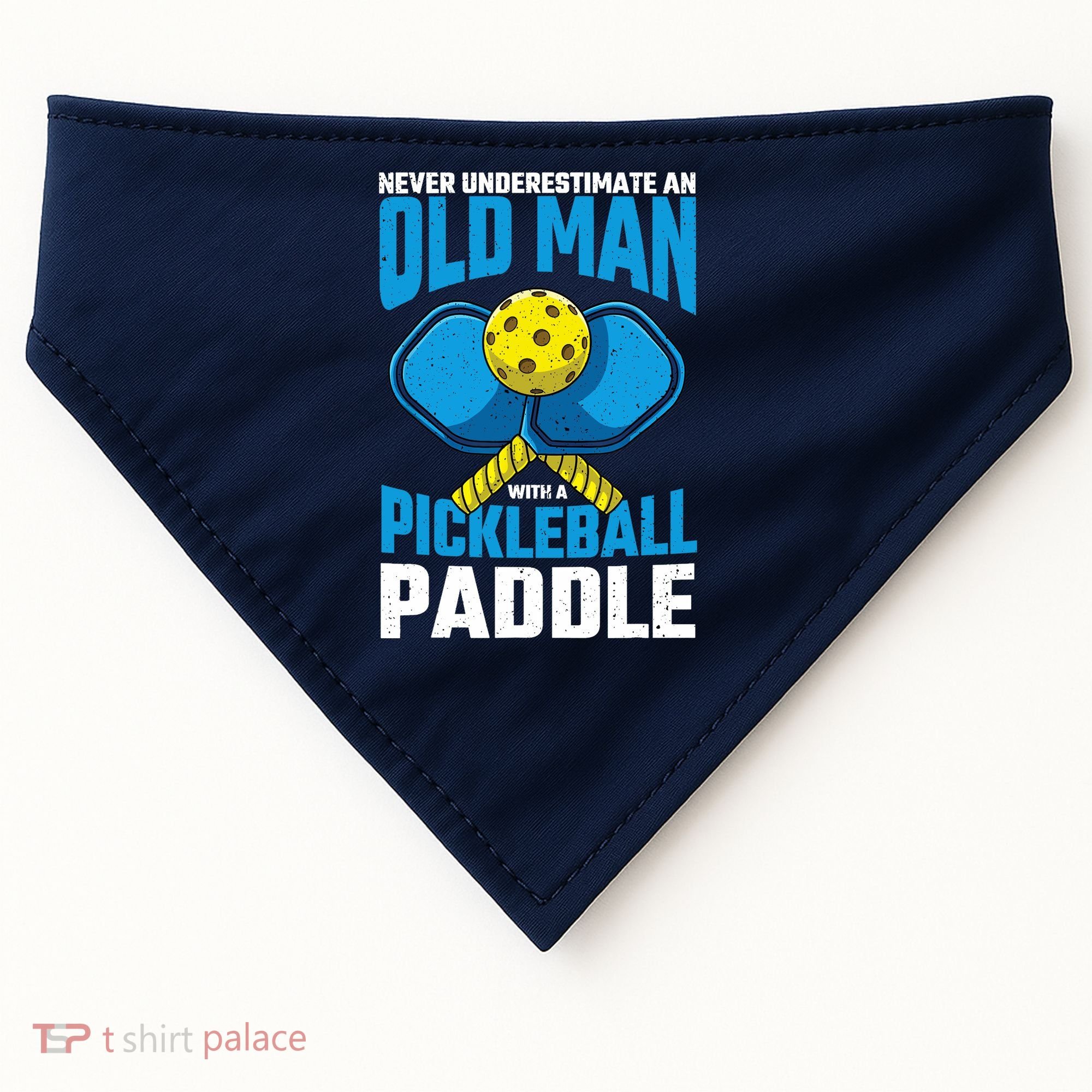 Never Underestimate Old Man Pickleball Paddle Dad Husband USA-Made Doggie Bandana