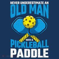 Never Underestimate Old Man Pickleball Paddle Dad Husband Apron thumb 3