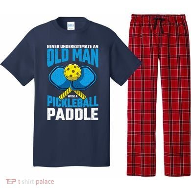 Never Underestimate Old Man Pickleball Paddle Dad Husband Pajama Set