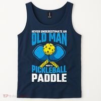 Never Underestimate Old Man Pickleball Paddle Dad Husband Tank Top thumb 2