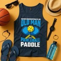 Never Underestimate Old Man Pickleball Paddle Dad Husband Tank Top thumb 4