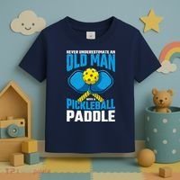 Never Underestimate Old Man Pickleball Paddle Dad Husband Toddler T-Shirt thumb 3