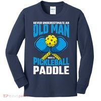 Never Underestimate Old Man Pickleball Paddle Dad Husband Kids Long Sleeve Shirt thumb 0