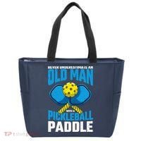 Never Underestimate Old Man Pickleball Paddle Dad Husband Tote Bag thumb 0