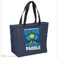 Never Underestimate Old Man Pickleball Paddle Dad Husband Tote Bag thumb 2