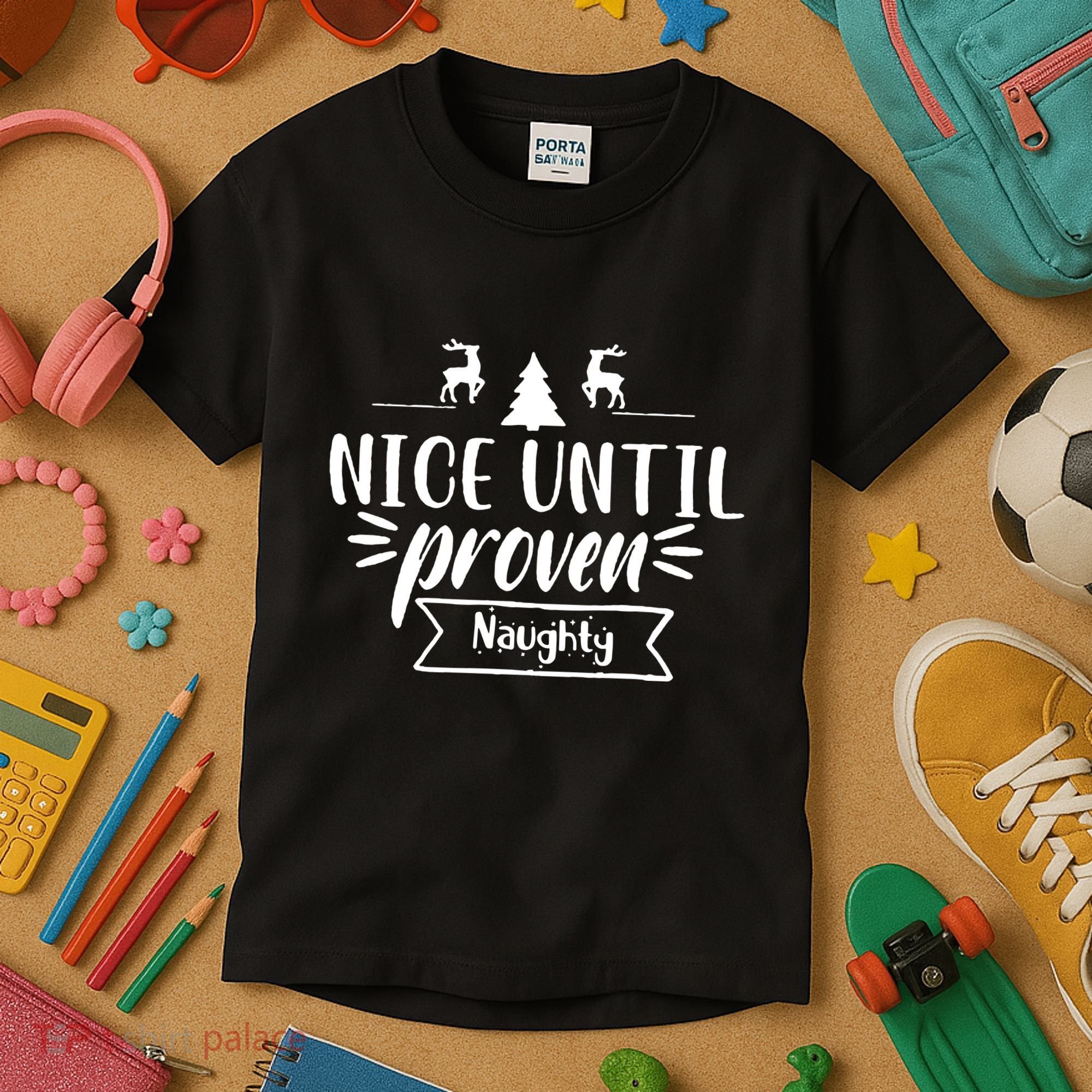 Nice Until Proven Naughty Kids T-Shirt