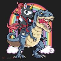 Ninja Unicorn Riding Dinosaur T Rex Funny Rainbow Gift Women's Sweatshirt thumb 2