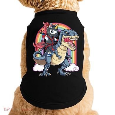 Ninja Unicorn Riding Dinosaur T Rex Funny Rainbow Gift Doggie Tank