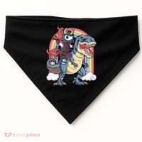 Ninja Unicorn Riding Dinosaur T Rex Funny Rainbow Gift USA-Made Doggie Bandana thumb 0
