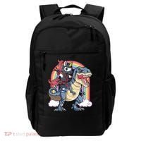 Ninja Unicorn Riding Dinosaur T Rex Funny Rainbow Gift Backpack thumb 0
