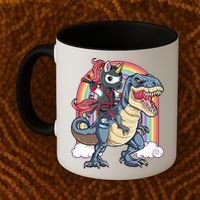 Ninja Unicorn Riding Dinosaur T Rex Funny Rainbow Gift Coffee Mug thumb 2