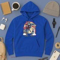 Ninja Unicorn Riding Dinosaur T Rex Funny Rainbow Gift Hoodie thumb 3