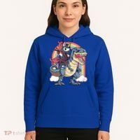 Ninja Unicorn Riding Dinosaur T Rex Funny Rainbow Gift Hoodie thumb 5