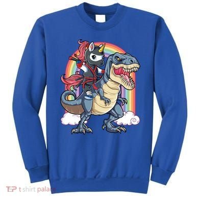 Ninja Unicorn Riding Dinosaur T Rex Funny Rainbow Gift Sweatshirt