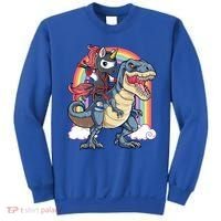 Ninja Unicorn Riding Dinosaur T Rex Funny Rainbow Gift Sweatshirt thumb 0
