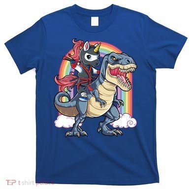 Ninja Unicorn Riding Dinosaur T Rex Funny Rainbow Gift T-Shirt